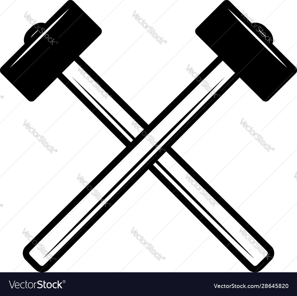 Crossed hammers design element for poster emblem Vector Image