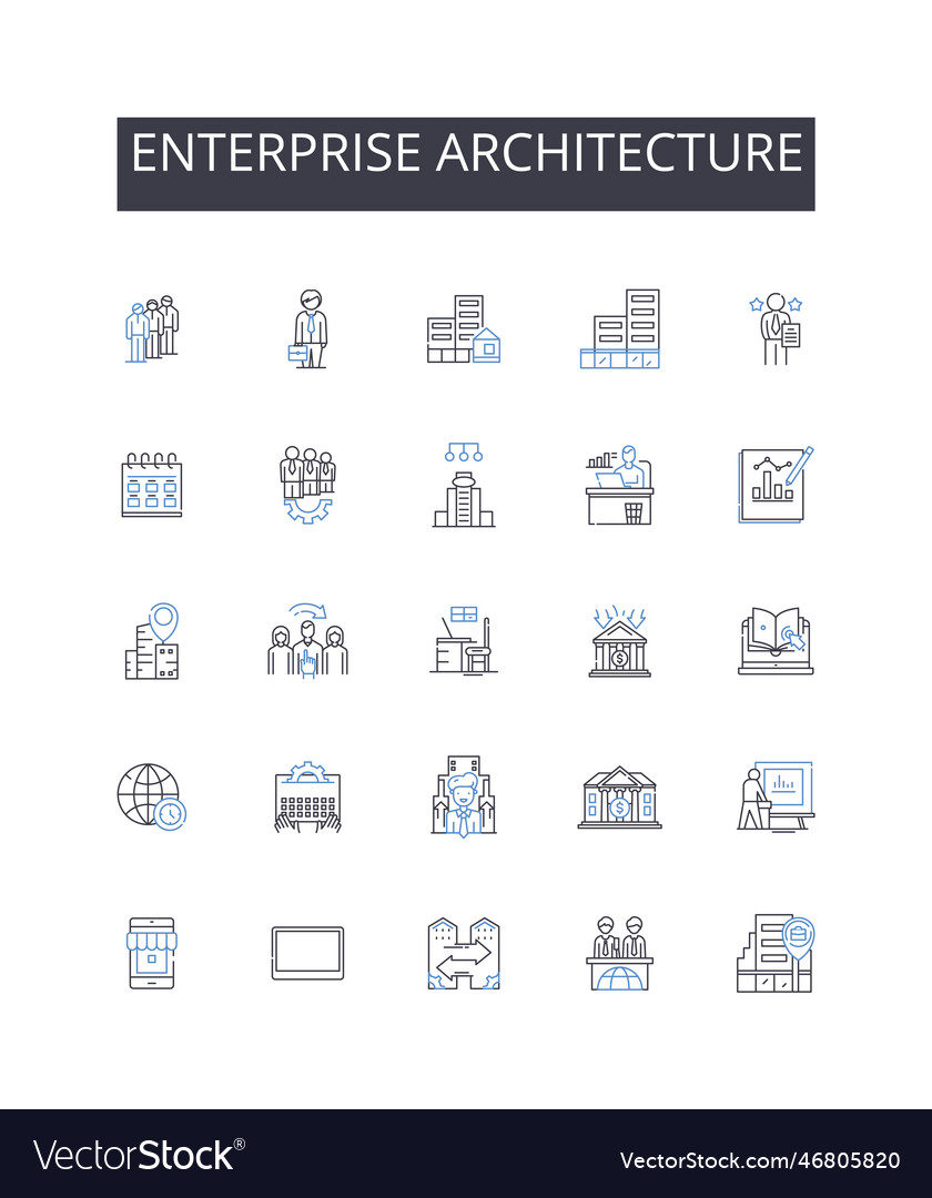 Enterprise architecture line icons collection