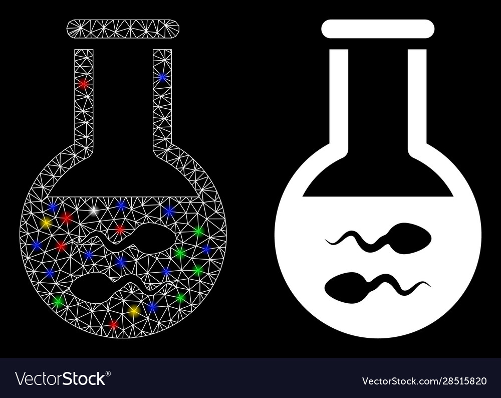 Flare mesh wire frame sperm flask icon with vector image Flare mesh wire frame sperm flask icon with