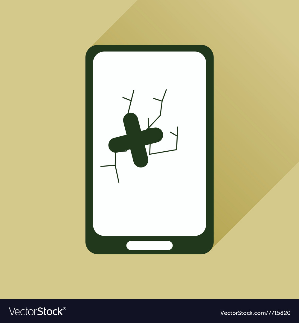 Flat web icon with long shadow mobile broken