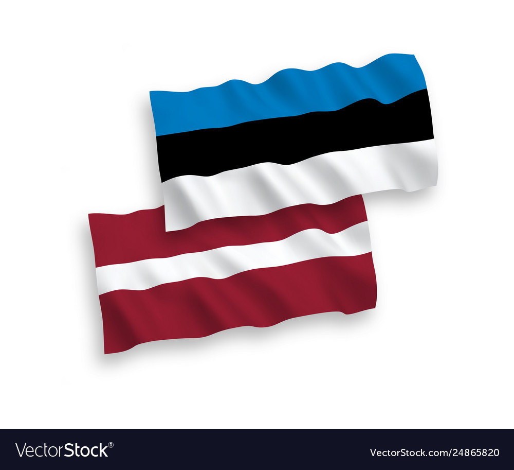 Latvia & Estonia Flags - White Background