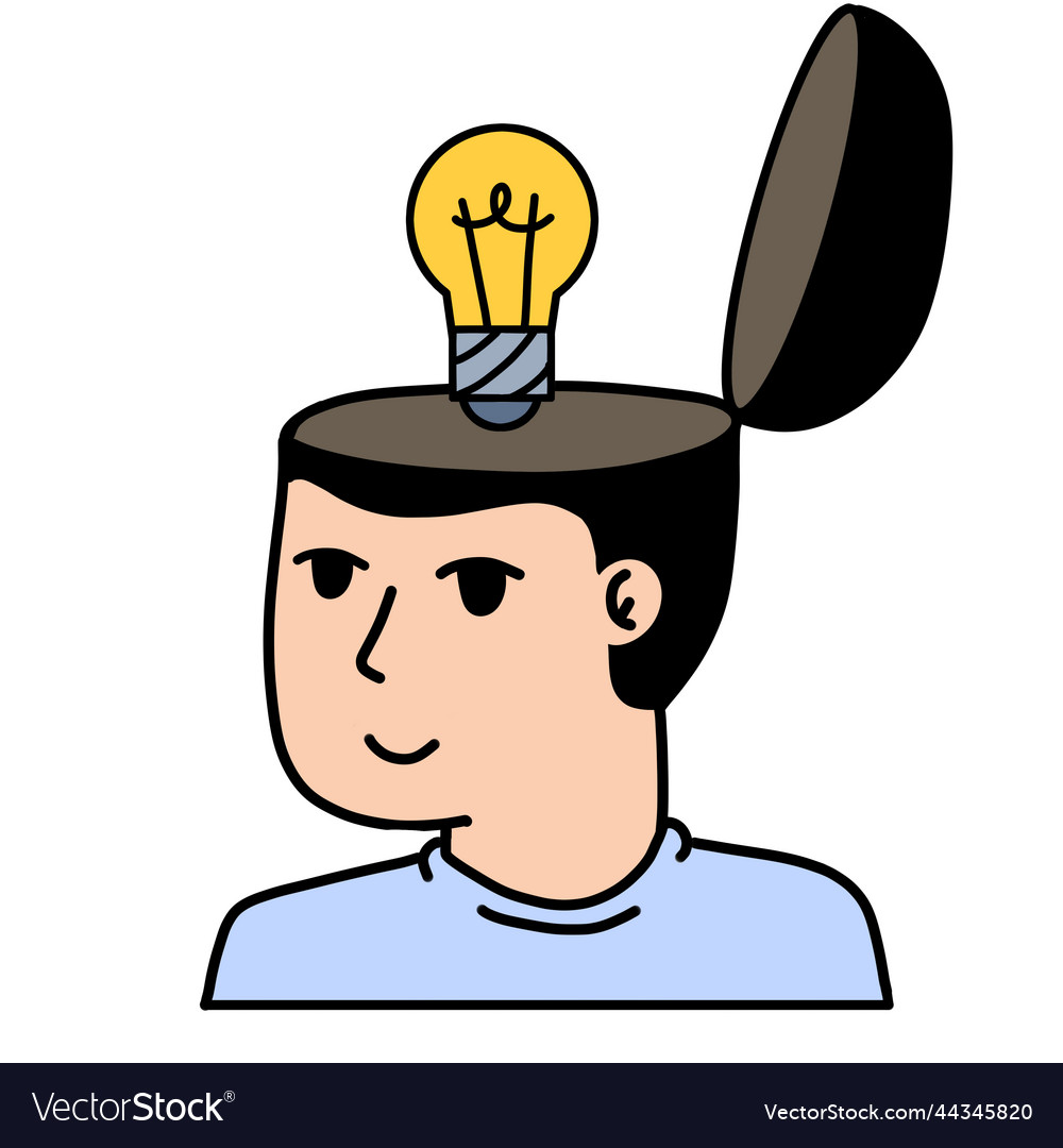Man with open mind concept of idea vector image Man with open mind concept of idea