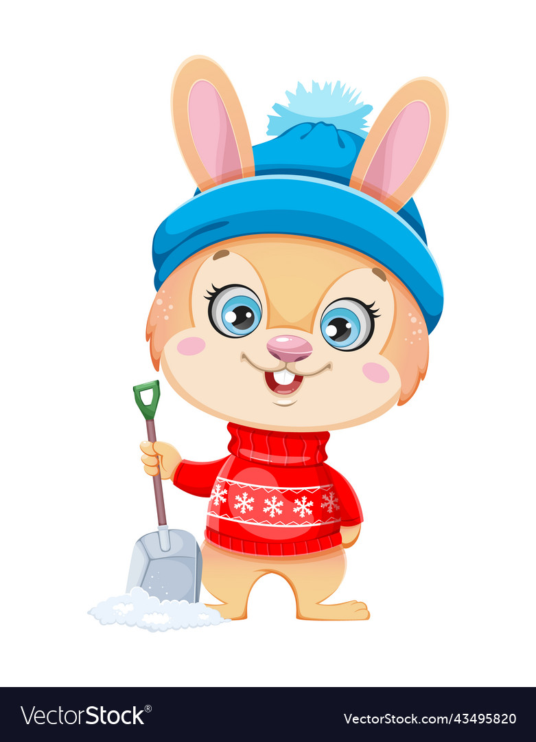 Merry xmas and happy new year cute cartoon rabbit Vector Image Merry xmas and happy new year cute cartoon rabbit Vector Image