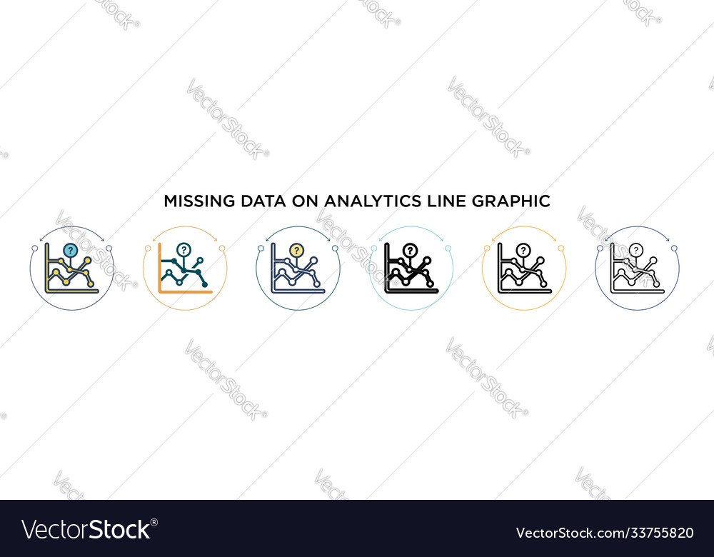 Missing data on analytics line graphic icon vector image Missing data on analytics line graphic icon