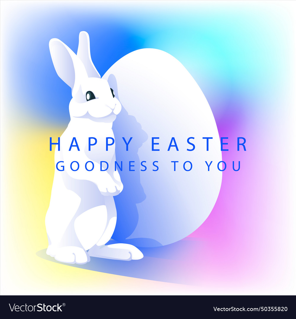 Modern colorful gradient easter card with rabbit