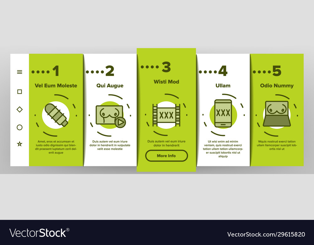 Porno film industry onboarding icons set