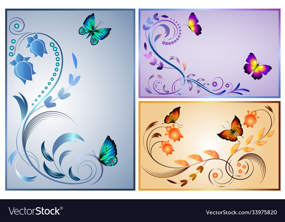 Set cards with butterflies