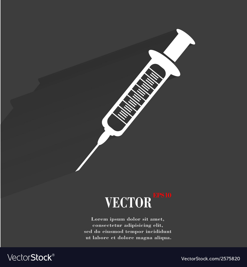Syringe flat modern web button with long shadow