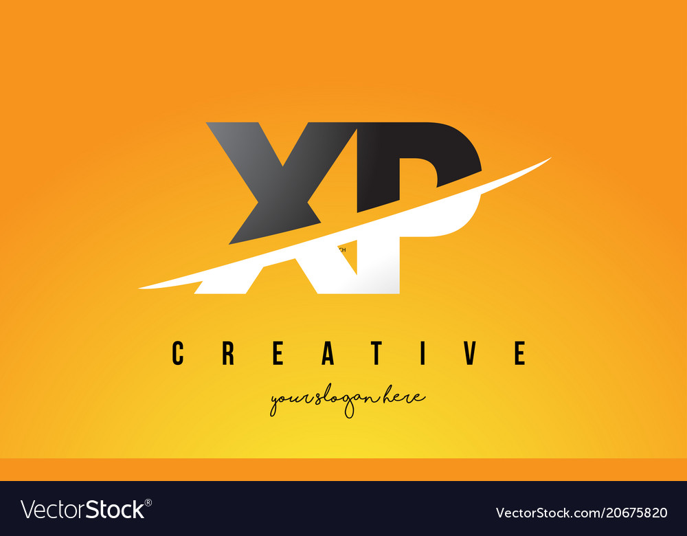 Xp x p letter modern logo design with yellow