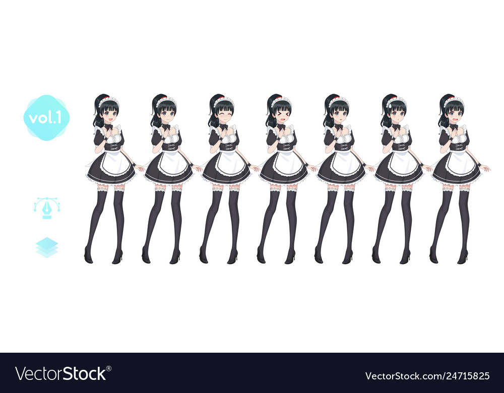 Anime manga Mädchenkostüm von Dienstmädchencafé vector image Anime manga Mädchenkostüm von Dienstmädchencafé