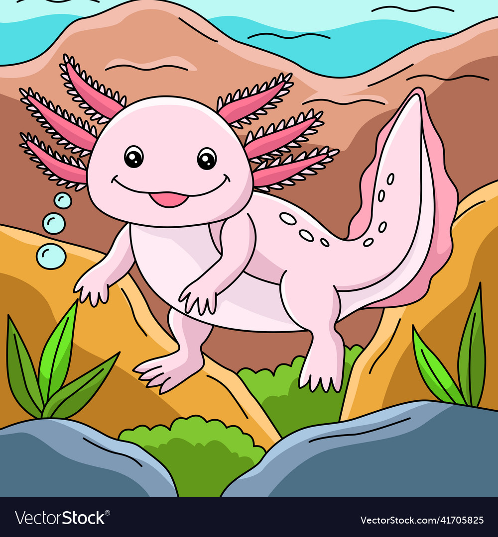 Axolotl cartoon colored animal Royalty Free Vector Image