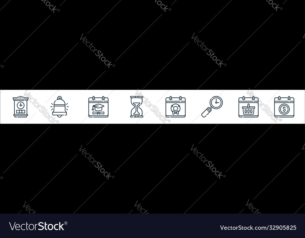 Calendar and date line icons linear set quality vector image Calendar and date line icons linear set quality