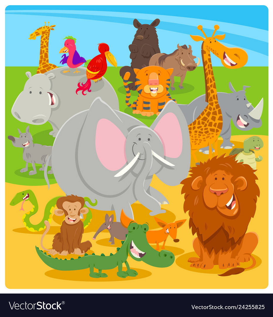 Cartoon cute animal characters group Royalty Free Vector