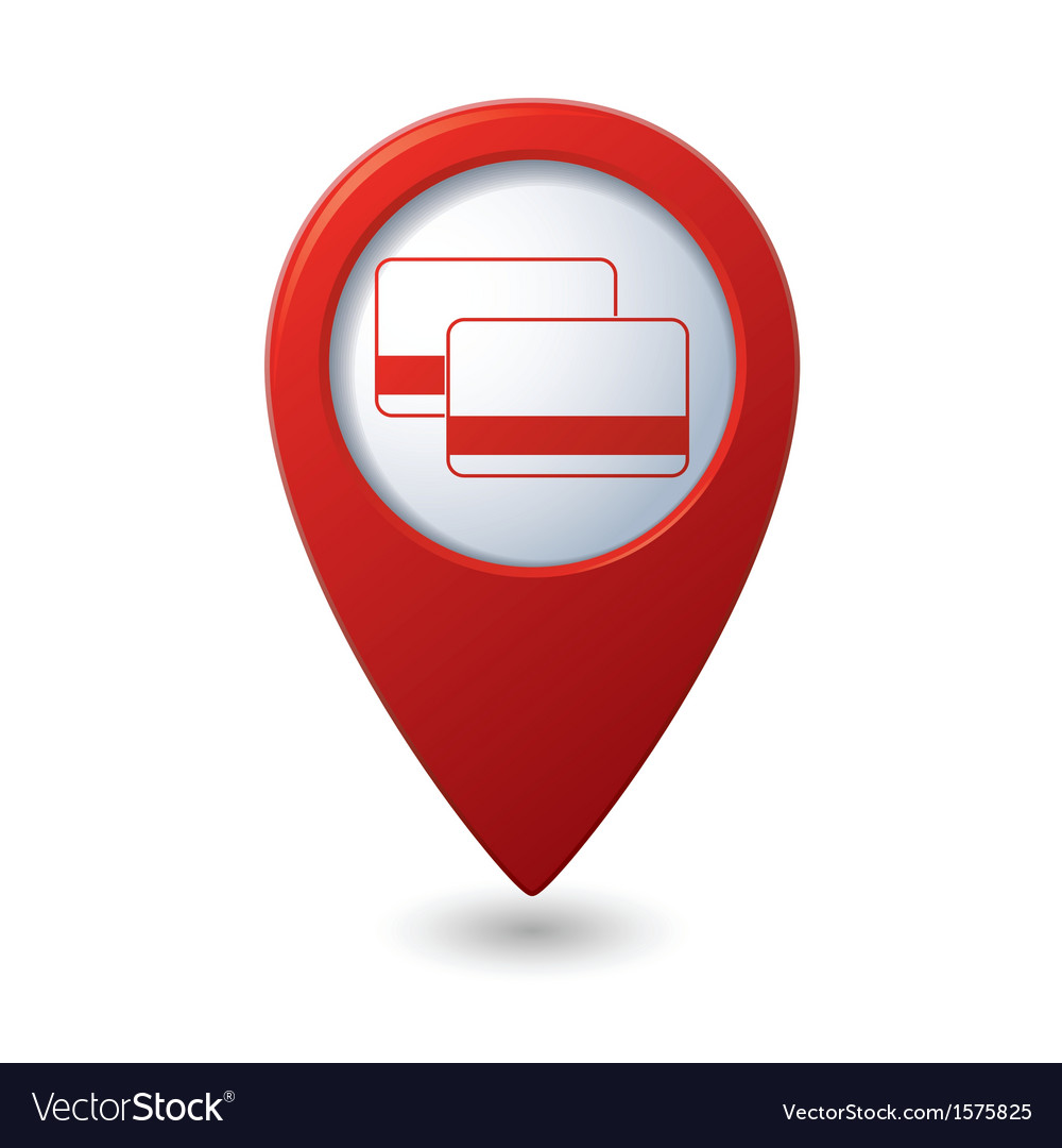 Credit cards icon red map pointer