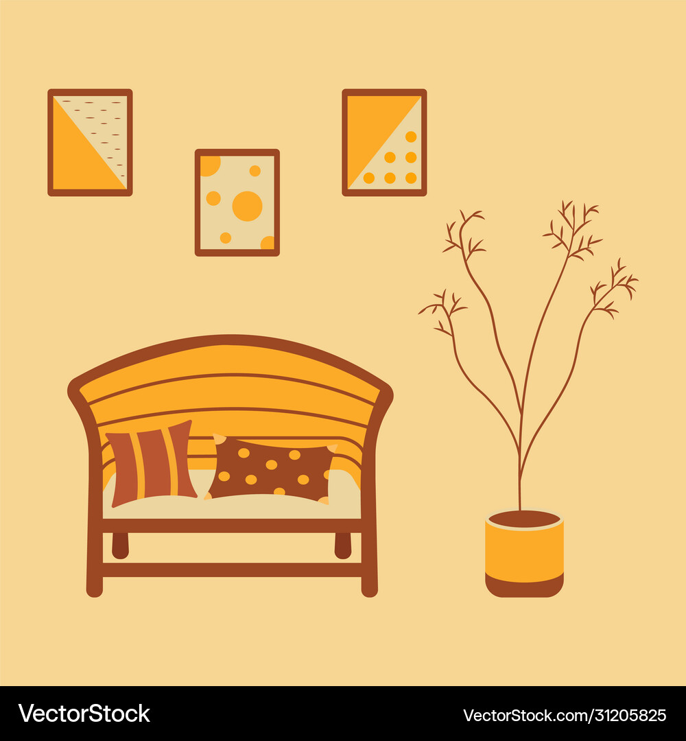 Interior room flat Royalty Free Vector Image - VectorStock