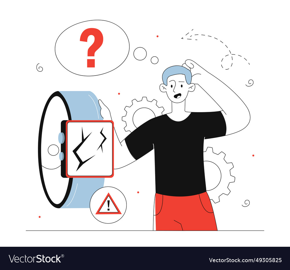 Man with defective product concept