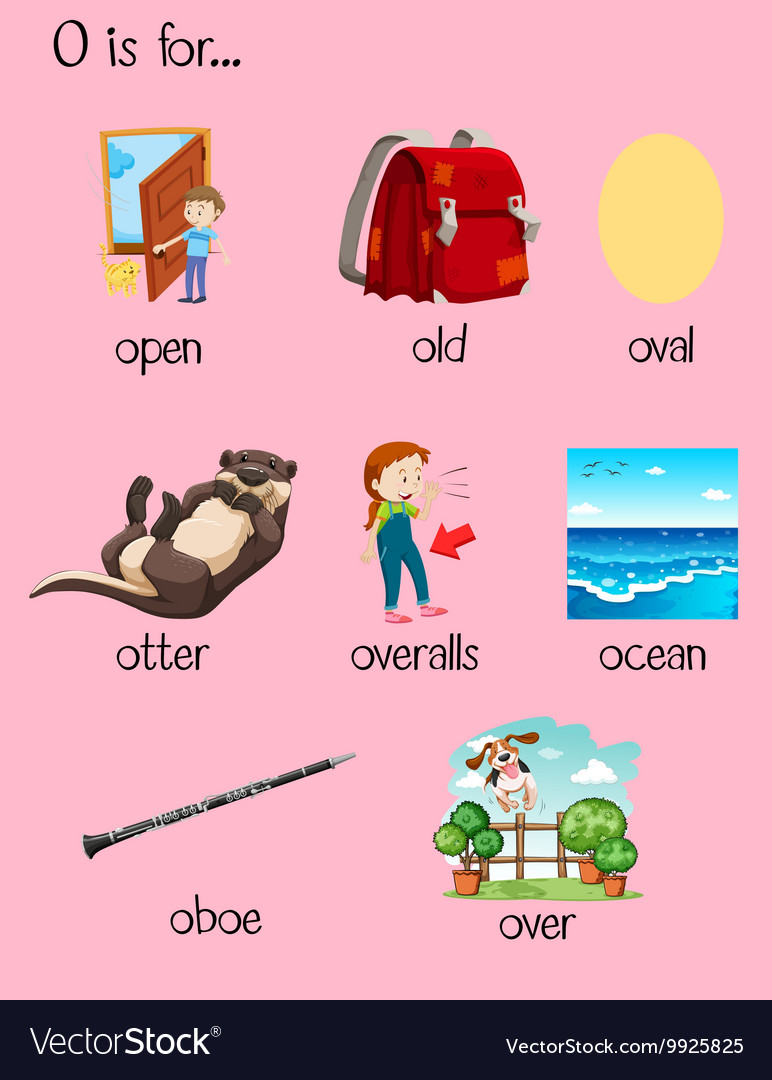 Many Words Begin With Letter O Royalty Free Vector Image