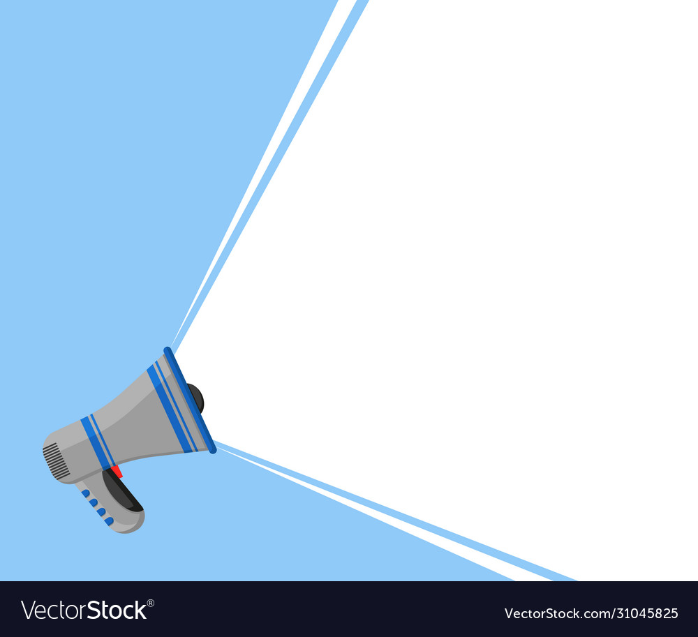 Megaphone blue background with space for text