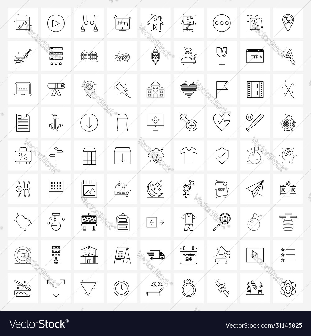 Modern style set 81 line pictograph grid based
