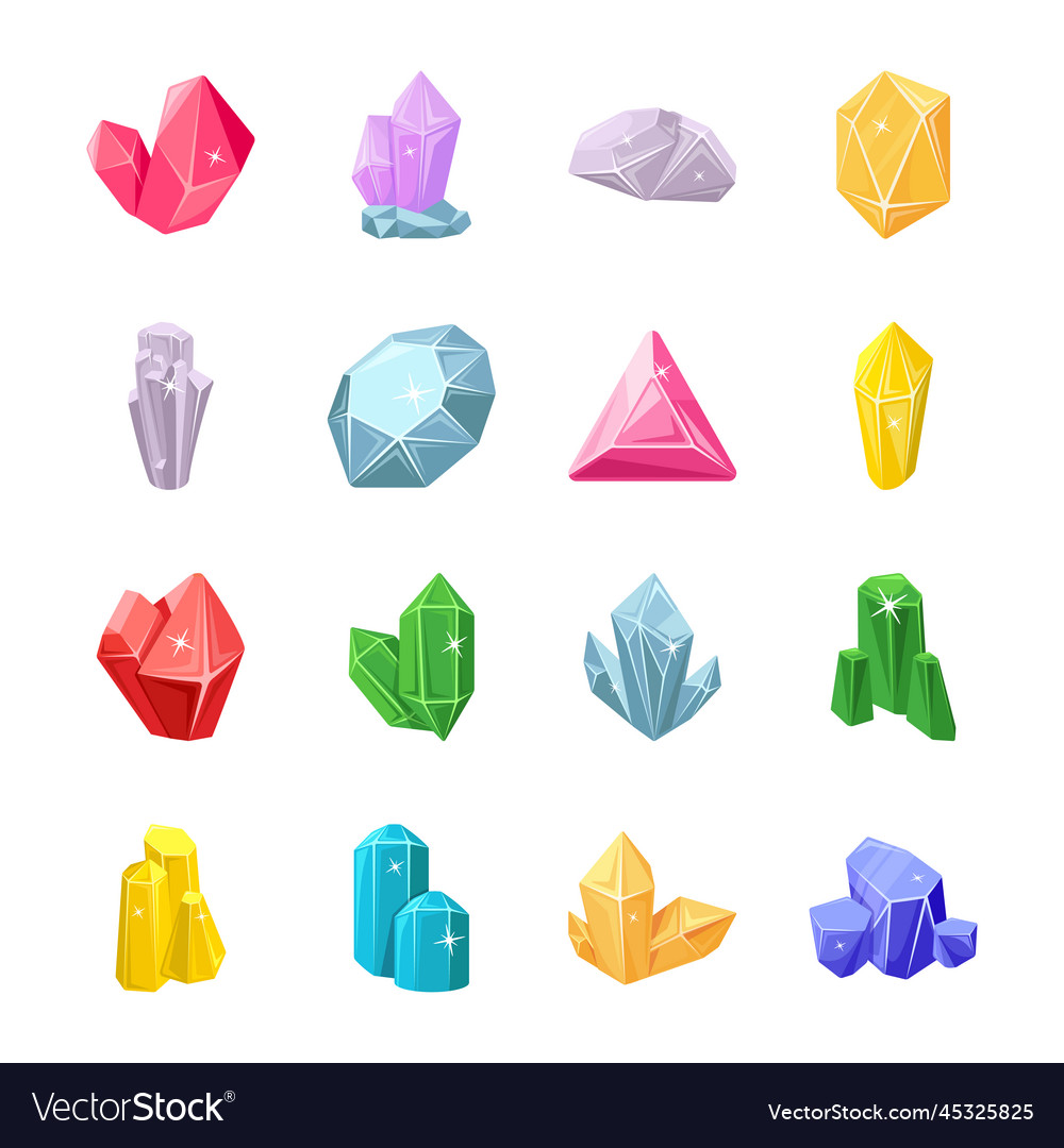 Pack of beautiful crystals 2d icons