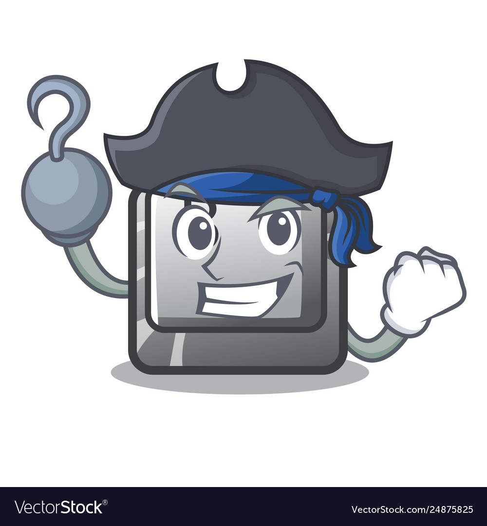 Pirate button b installed on cartoon computer