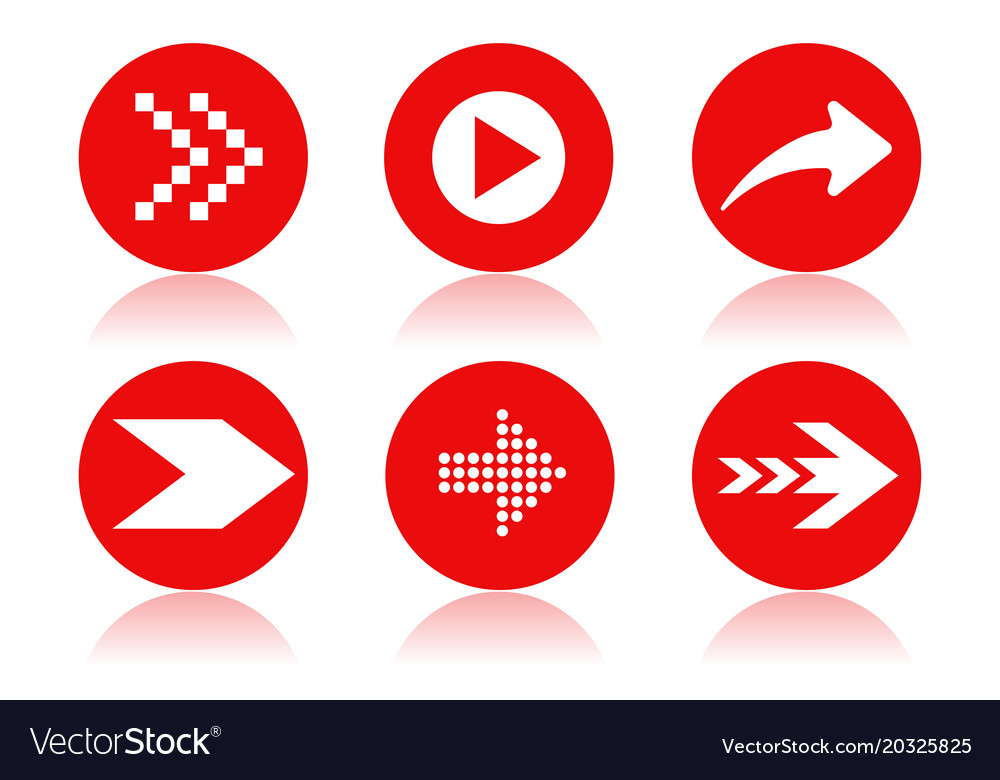 Red arrow icons round with reflection