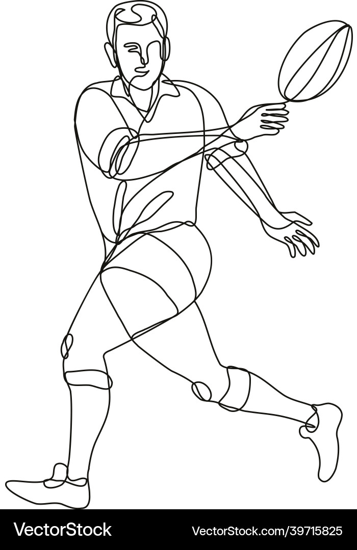 Rugby union player passing ball front view Vector Image