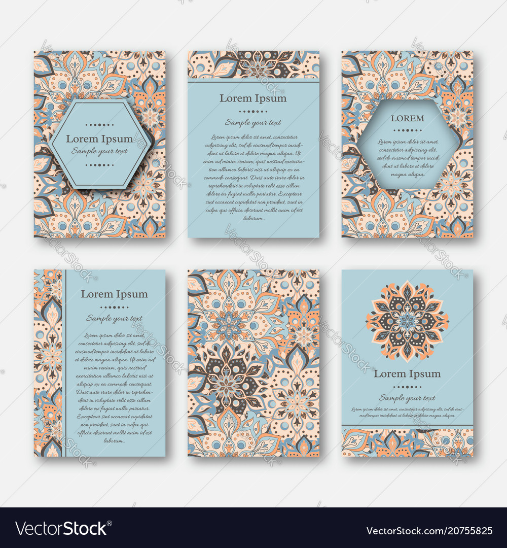 Set of cards flyers brochures with mandala