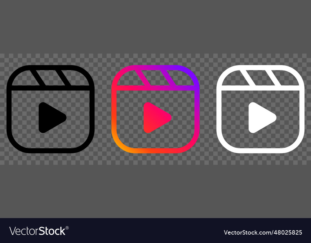Set of instagram line reels icons Royalty Free Vector Image