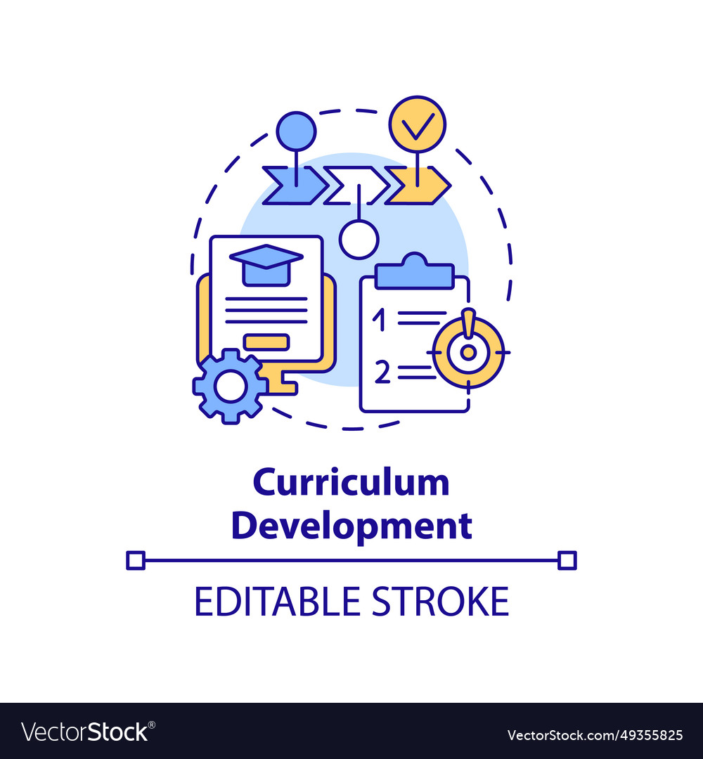 Thin line colorful icon curriculum development