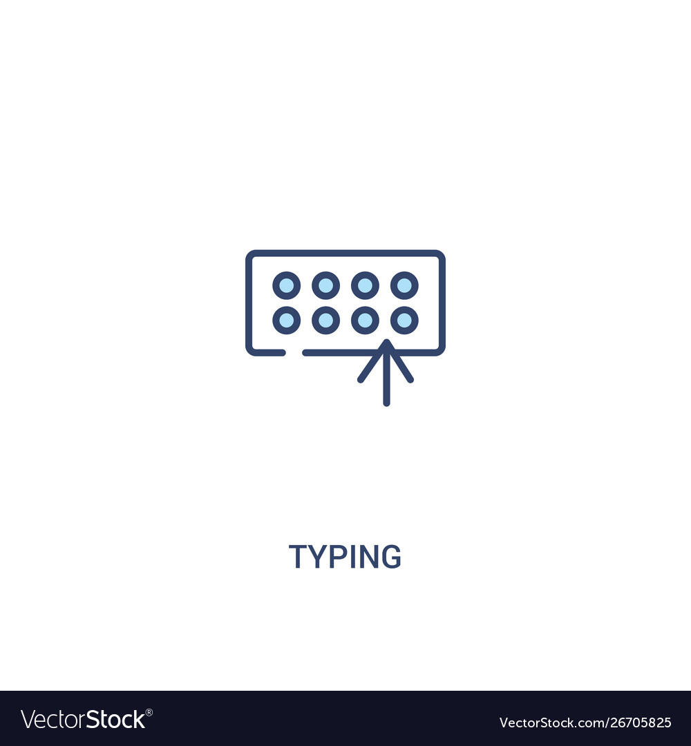 Typing concept 2 colored icon simple line element vector image Typing concept 2 colored icon simple line element