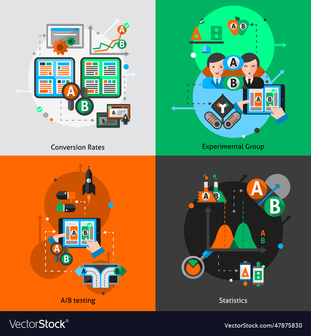 A-b testing icons set vector image A-b testing icons set