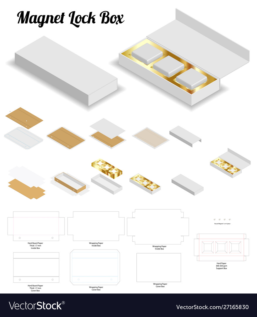 Box packaging die cut template design 3d mockup Vector Image