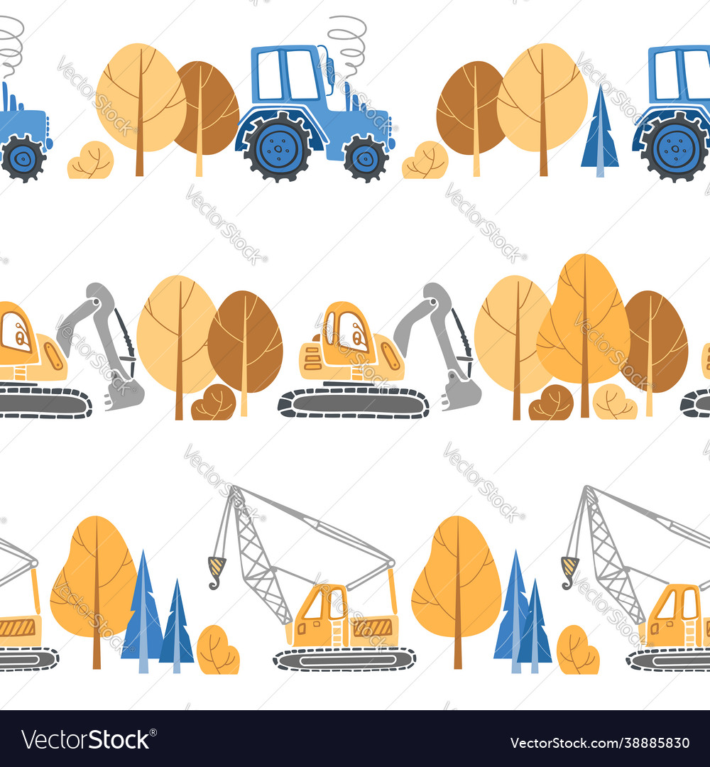 Children construction machinery pattern cartoon