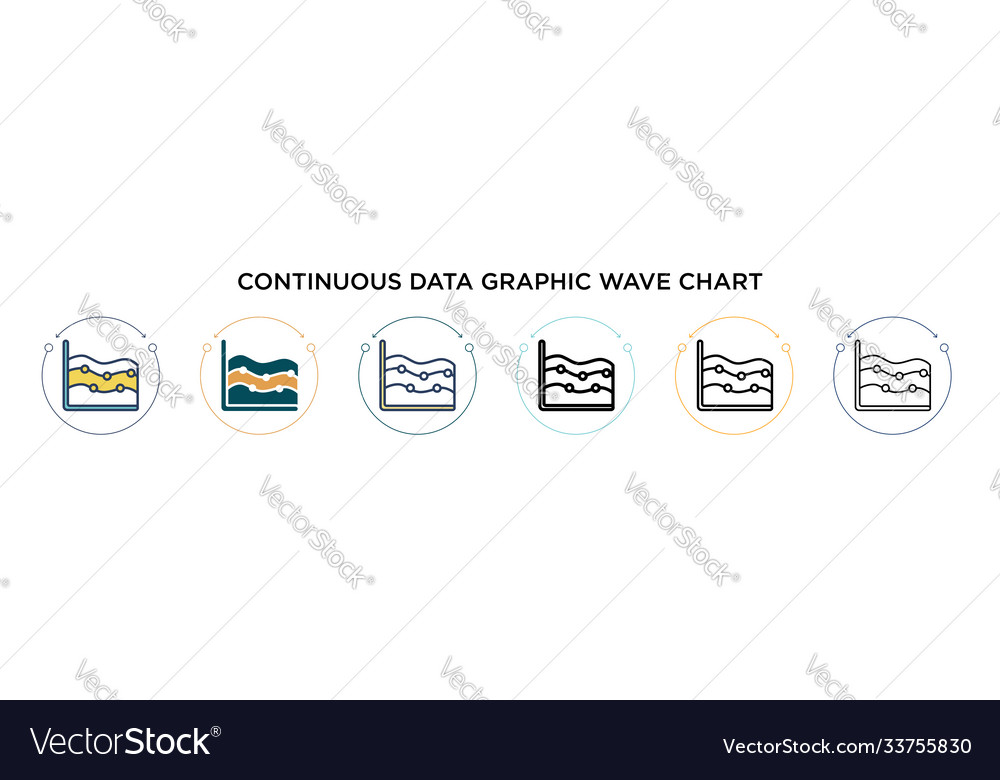 Continuous data graphic wave chart icon in filled Vector Image Continuous data graphic wave chart icon in filled