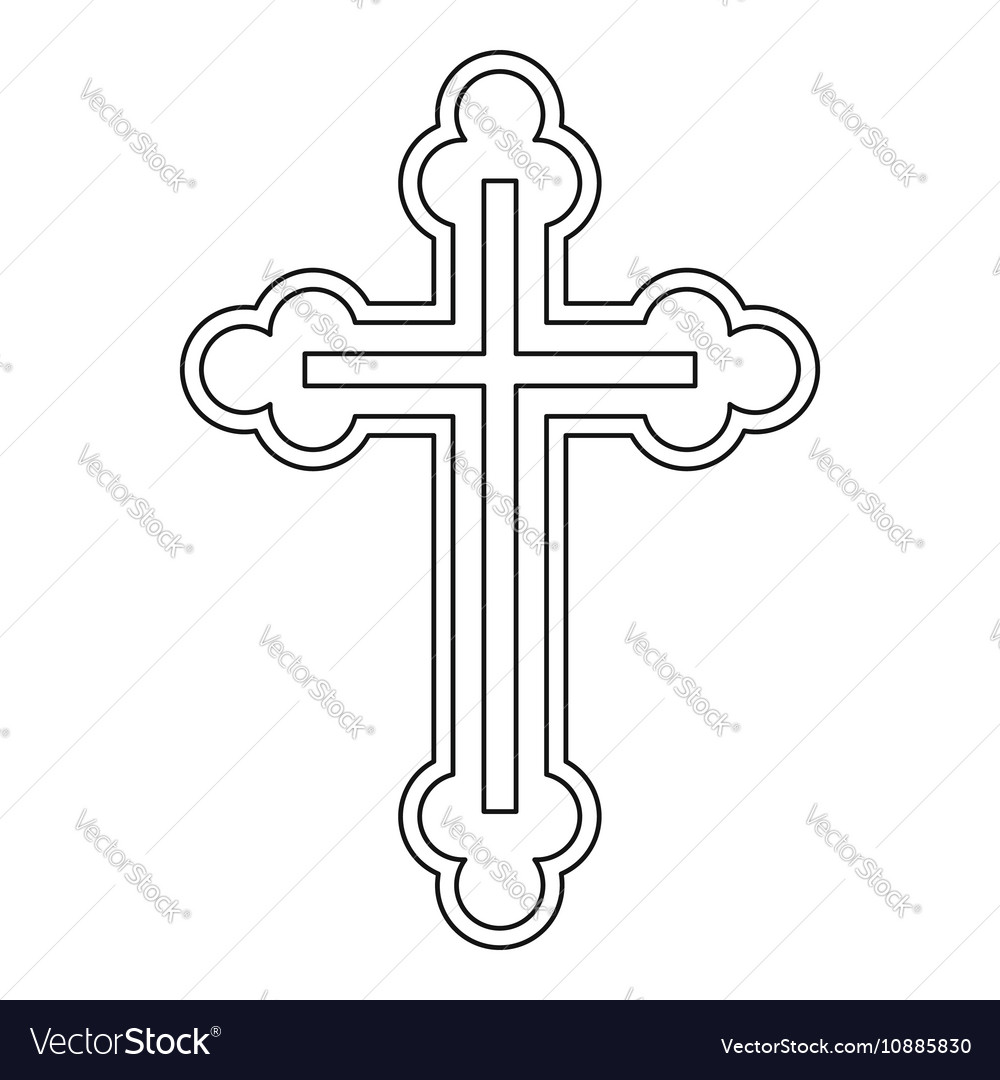 Crucifix icon in outline style Royalty Free Vector Image