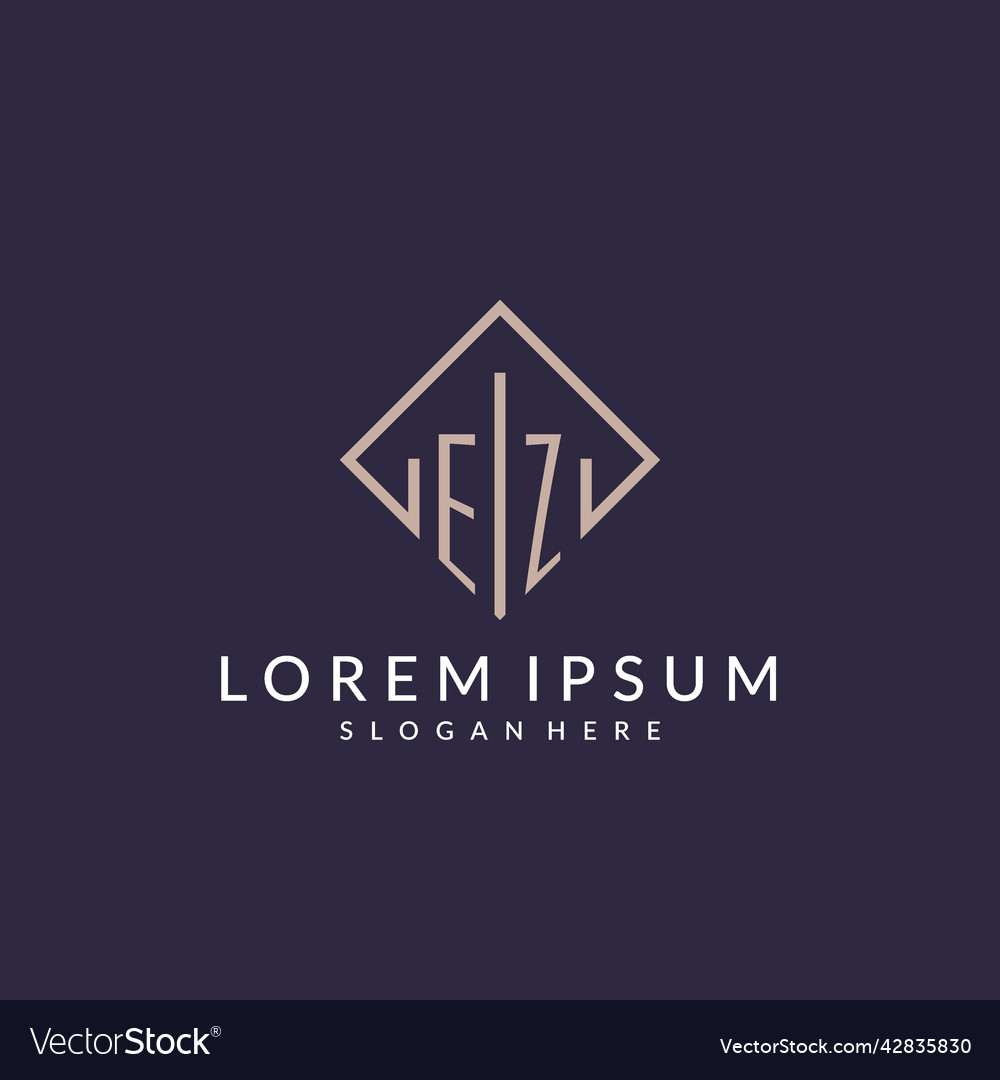 Ez initial monogram logo with rectangle style Vector Image Ez initial monogram logo with rectangle style