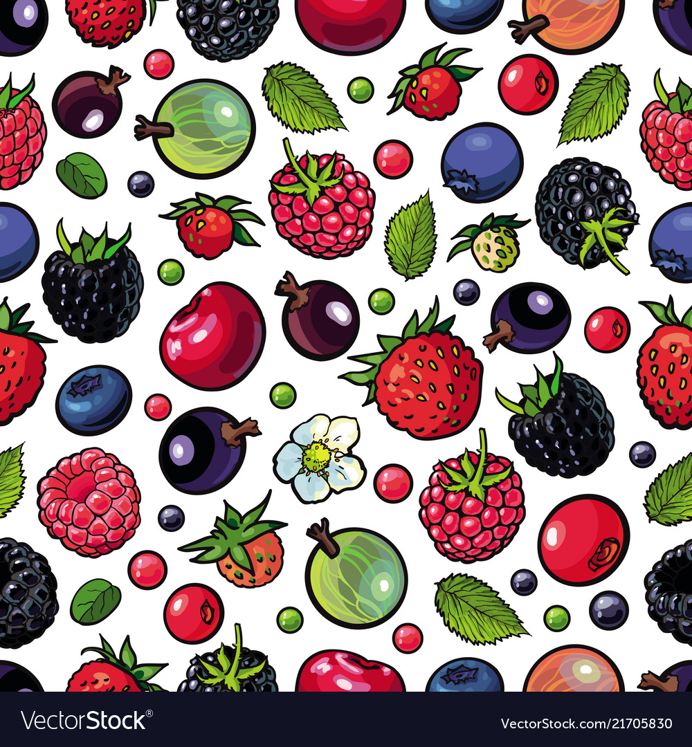 Garden Berries & Fruits Seamless Pattern