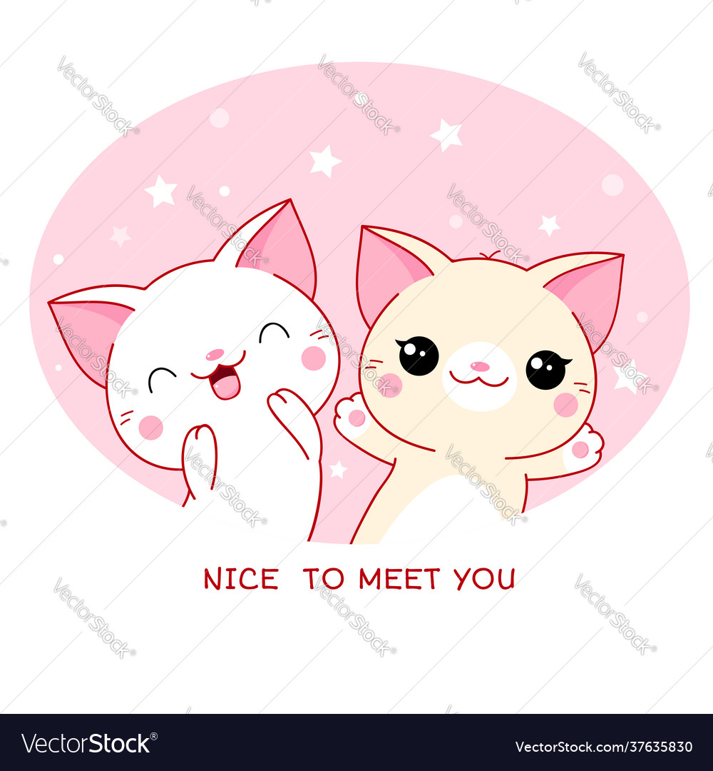 Greeting card with kawaii cats Royalty Free Vector Image