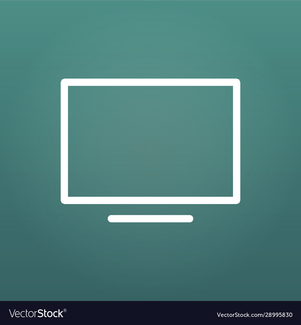 Linear white computer monitor icon isolated