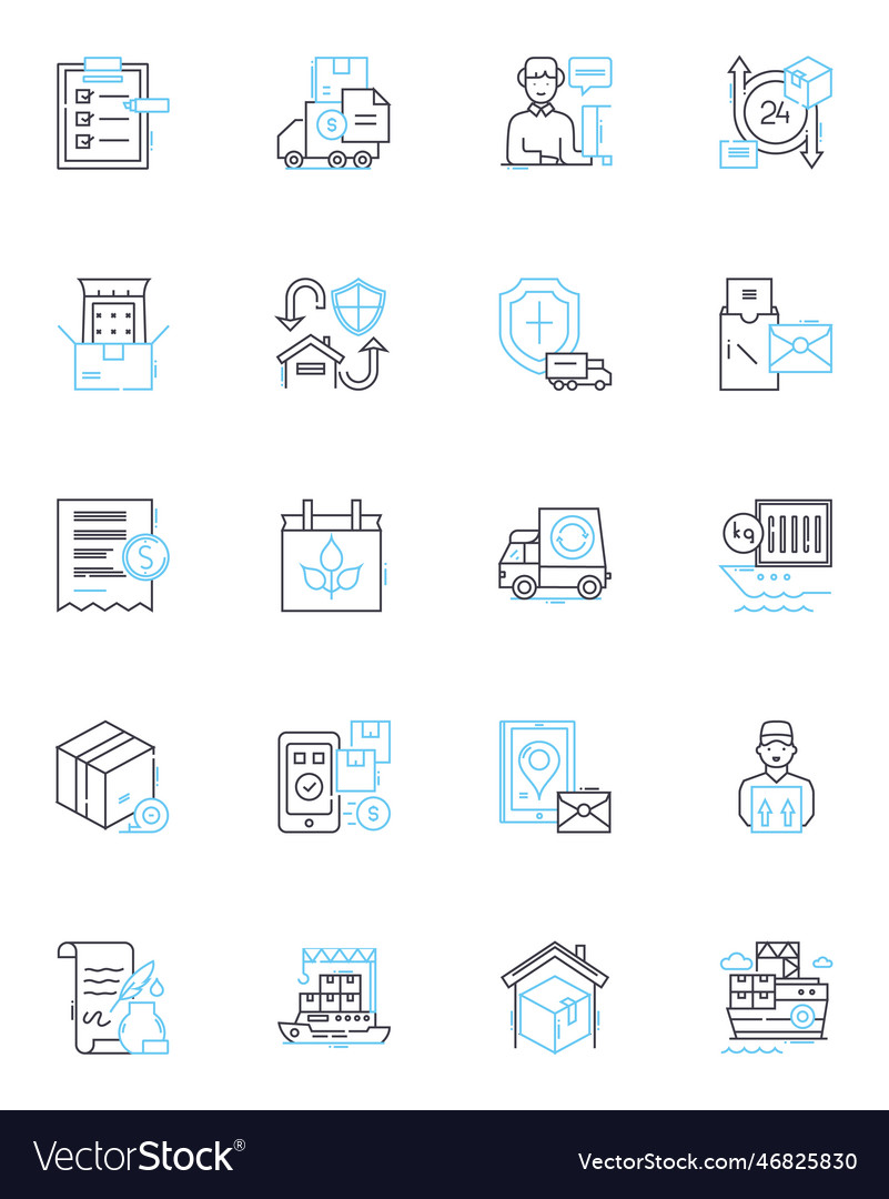 Mailbox linear icons set postbox envelope mail vector image Mailbox linear icons set postbox envelope mail