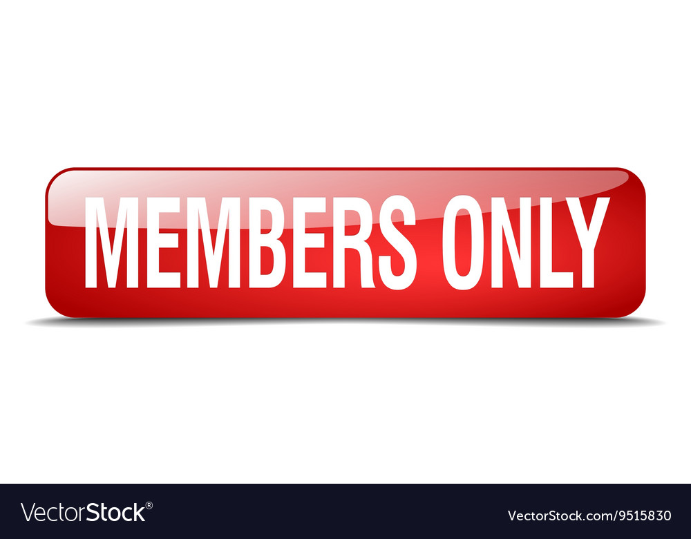 Members only red square 3d realistic isolated web