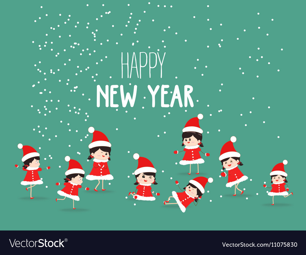 Merry christmas and new year card with kids Vector Image