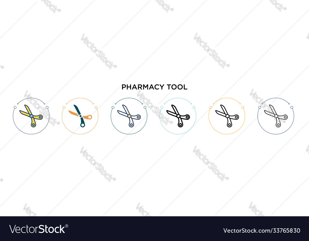 Pharmacy tool icon in filled thin line outline