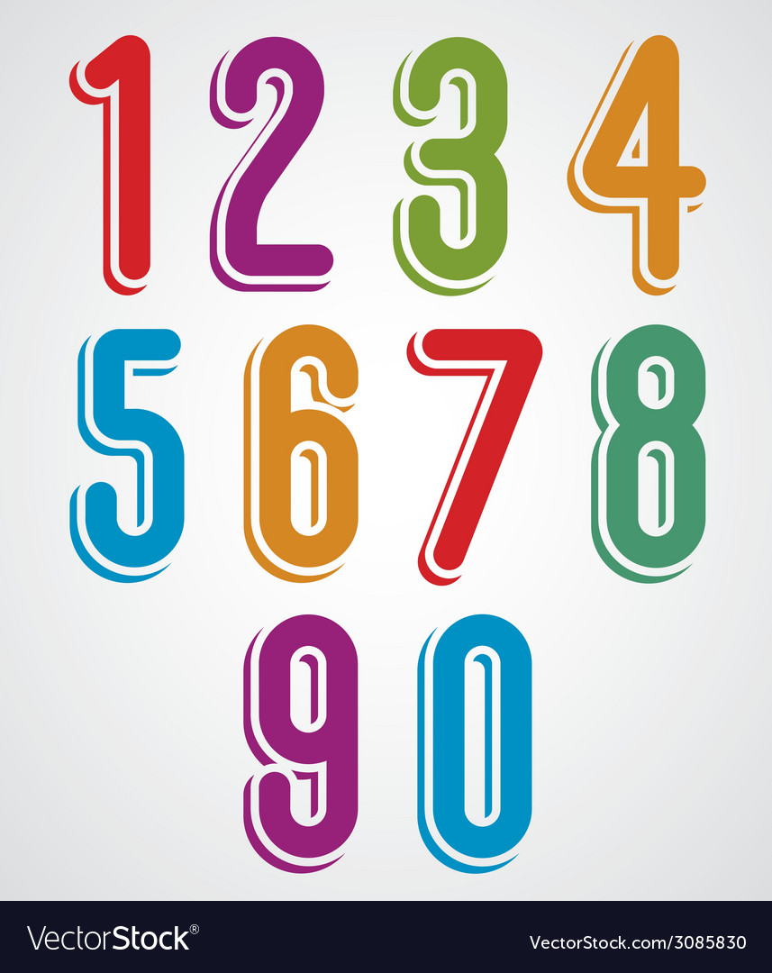 Rounded numbers set collection Royalty Free Vector Image