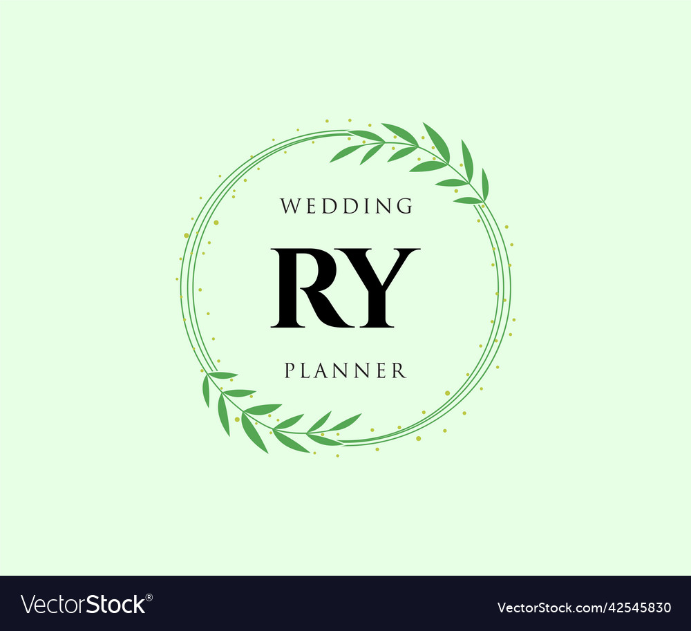 Ry initials letter wedding monogram logos Vector Image