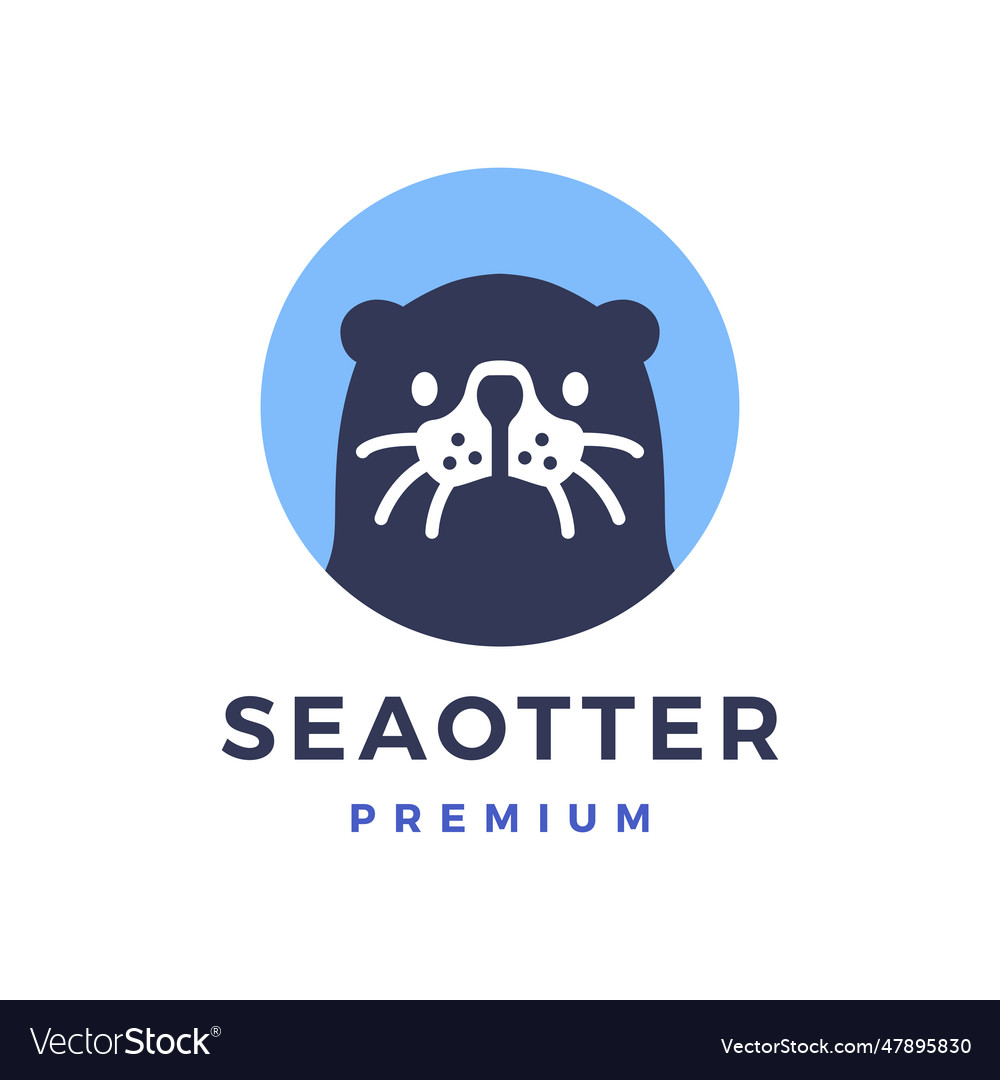 Sea otter logo round mascot cartoon icon