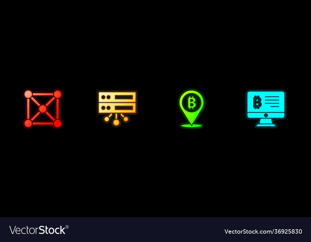 Set blockchain technology server bitcoin vector image Set blockchain technology server bitcoin