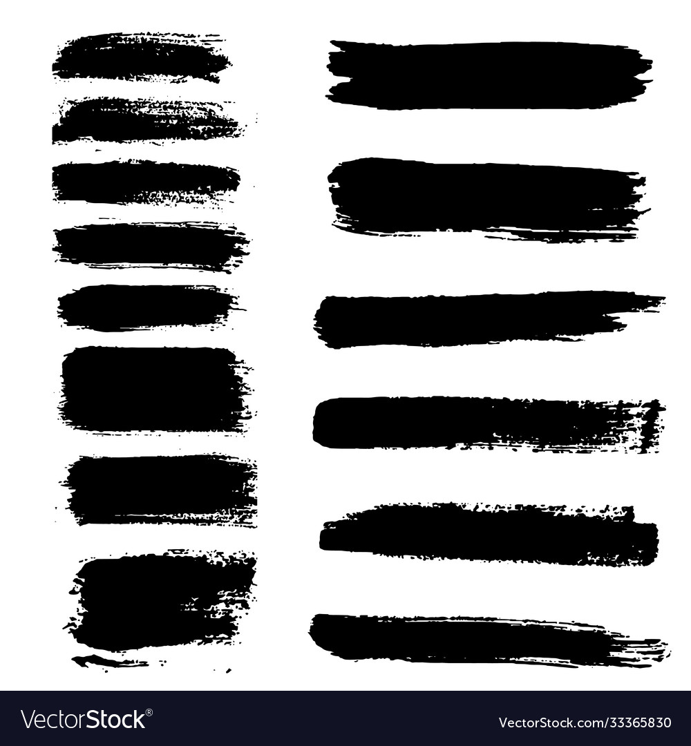 Set brush strokes black ink grunge vector image Set brush strokes black ink grunge