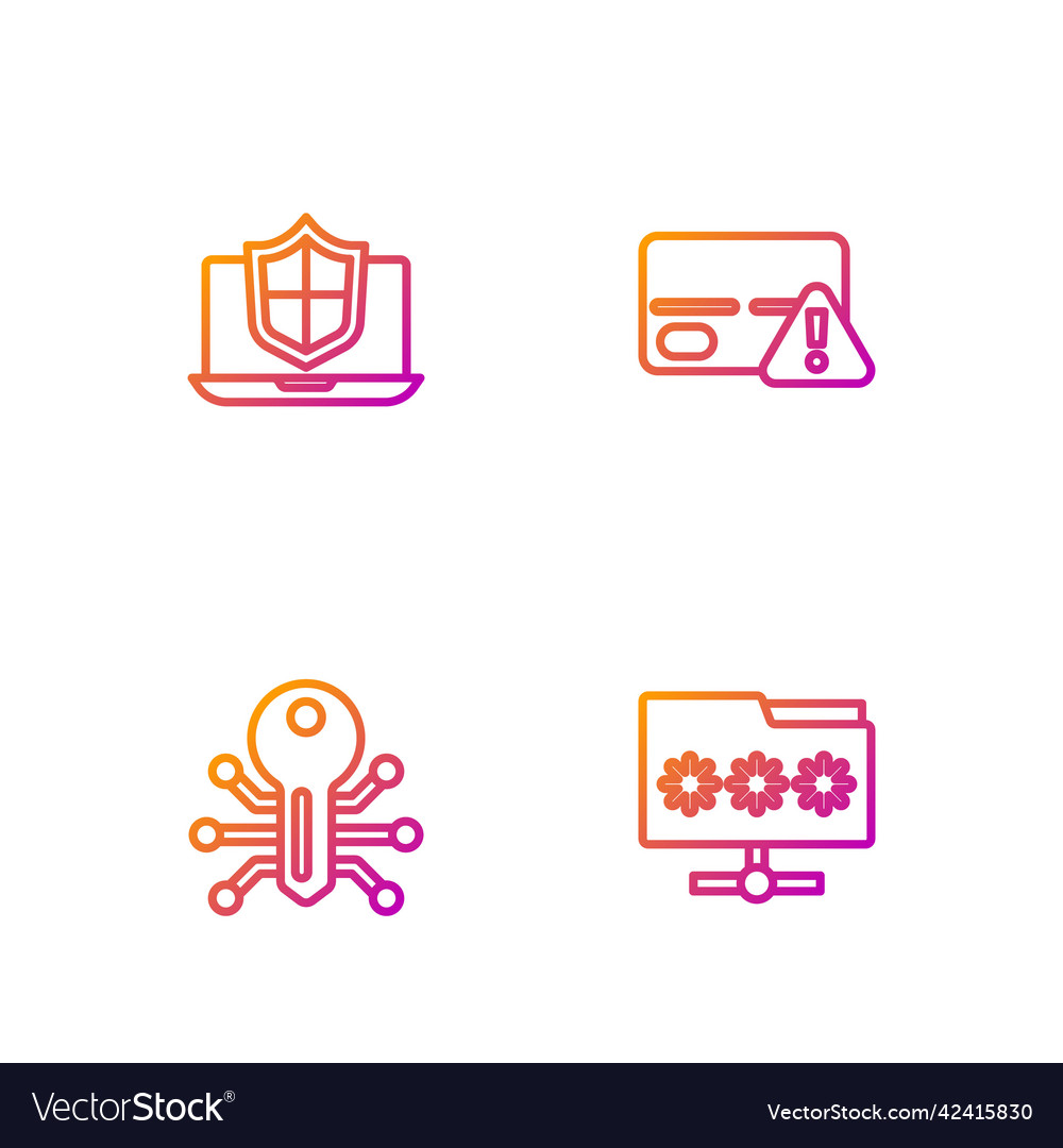 Set line folder with password smart key laptop vector image Set line folder with password smart key laptop